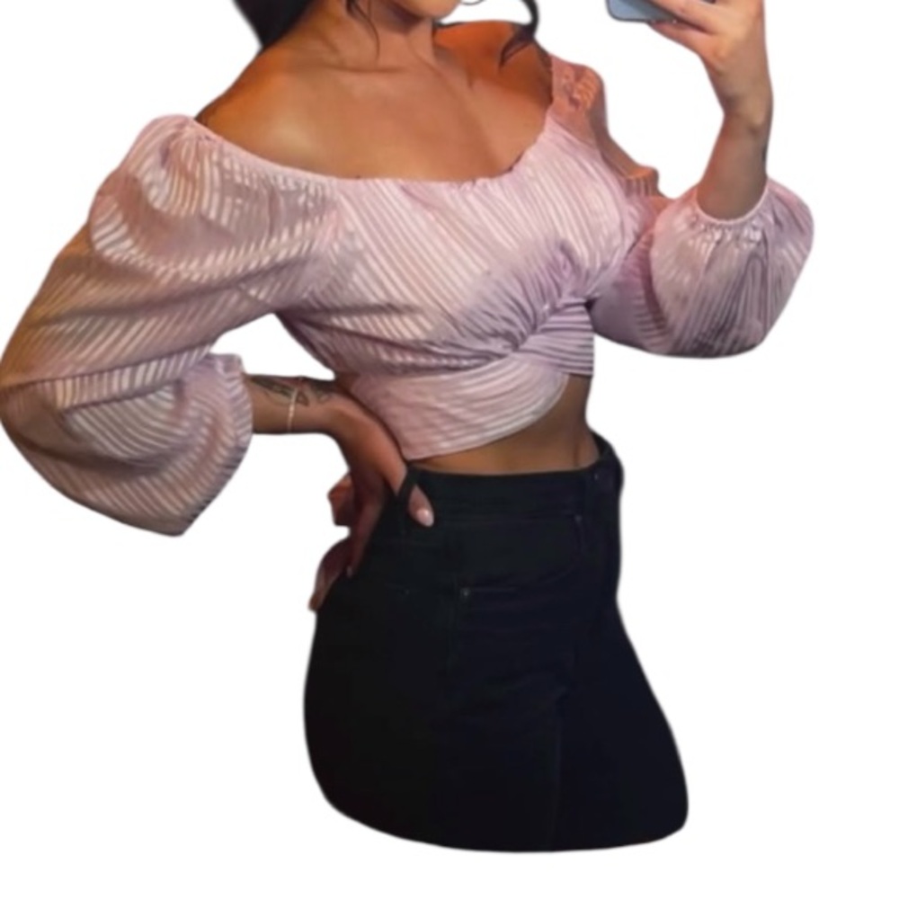 Lavender Off the Shoulder Crop Top Blouse